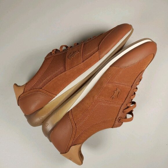 Lacoste Men's Angular 222-4 Sneakers Low-Top Shoes Brown/Off White Size US 9 - Picture 7 of 11